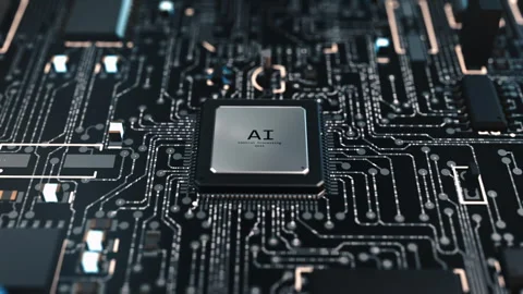 Artificial intelligence chip receiving data HD1080 Stock Footage 248051797