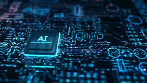 Artificial intelligence chip receiving data HD1080 Stock Footage 248051820