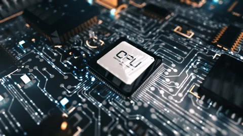 Artificial intelligence chip receiving data HD1080 Stock Footage 248051840