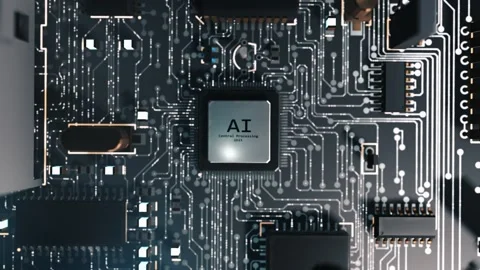 Artificial intelligence chip receiving data HD1080 Stock Footage 248051887