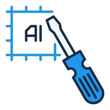 Artificial Intelligence Chip with Screwdriver vector AI Technology colored .. Stockillustratie