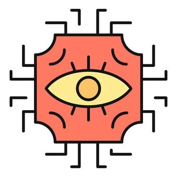 Artificial intelligence chip seeing digital data processing Illustrazione stock