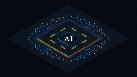 Artificial intelligence chip technology digital loop motion graphic Stock Footage 347245009