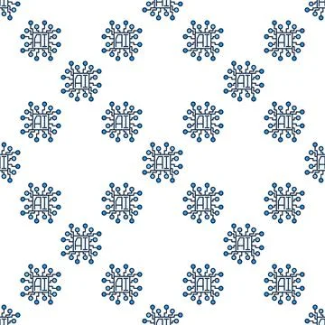 Artificial Intelligence Chip vector AI processor colored seamless pattern Illustrazione stock