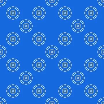 Artificial Intelligence Chip vector AI Computer CPU outline round seamless .. Stock Illustration