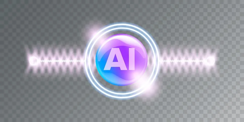 Artificial intelligence chipset on ultraviolet board in futuristic neon cyber 库存插图