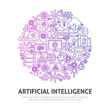 Artificial Intelligence Circle Concept 库存插图