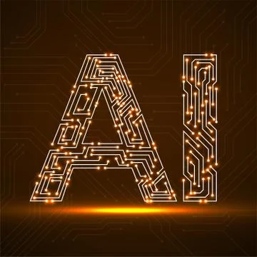 Artificial Intelligence with circuit board. Abstract technology concept. Vector Stock Illustration