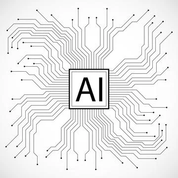Artificial Intelligence with circuit board. Abstract technology concept. Vector 스톡 일러스트