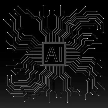 Artificial Intelligence with circuit board. Abstract technology concept. Vector 스톡 일러스트