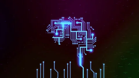Artificial intelligence circuit board brain animation loop background Stock Footage 327593497