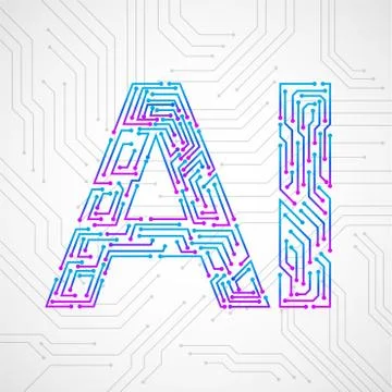 Artificial Intelligence with circuit board isolated on white background Stockillustratie