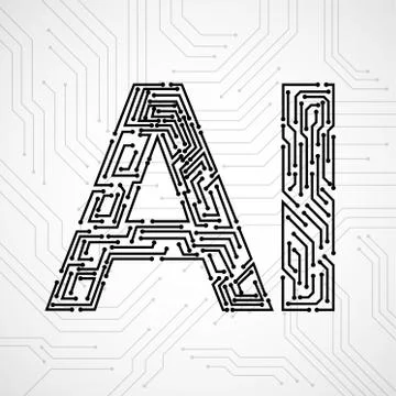 Artificial Intelligence with circuit board isolated on white background 스톡 일러스트