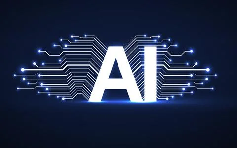 Artificial Intelligence with circuit board isolated on white background Stock Illustration