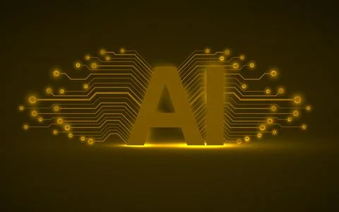 Artificial Intelligence with circuit board isolated on white background Stock Illustration