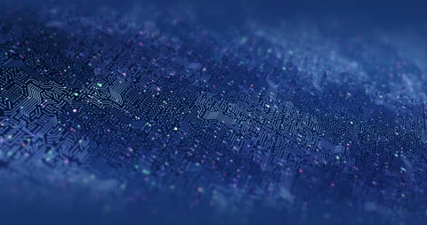 Artificial Intelligence Circuit Board. Transmitting High Speed Data. Loop Stock Footage 140667599