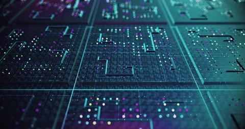 Artificial Intelligence Circuit Board. Transmitting High Speed Data. AI. Stock Footage 143913074