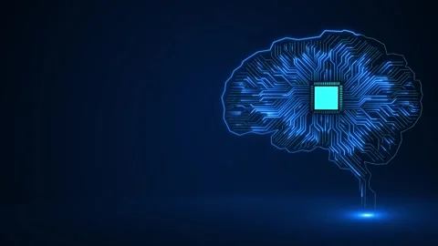 Artificial intelligence circuit line. Machine learning futuristic microchip CPU Stock Footage 273969399