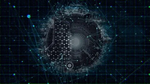 Artificial Intelligence Circuit Network Technology Stock Illustration