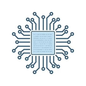 Artificial intelligence circuit system in lines style, AI circuit line icon.. Illustrazione stock