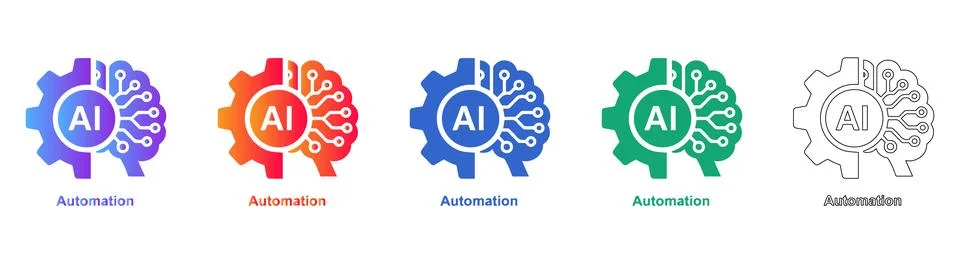 Artificial Intelligence Circuitry Icons Stock Illustration