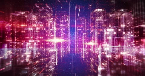 Artificial intelligence city visualization with virtual network lines. Video stock 316087055