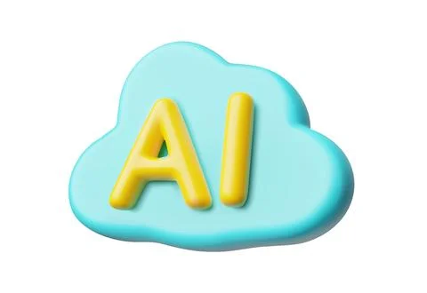 Artificial intelligence cloud 3D vector icon, neural network or AI assistance Stock Illustration