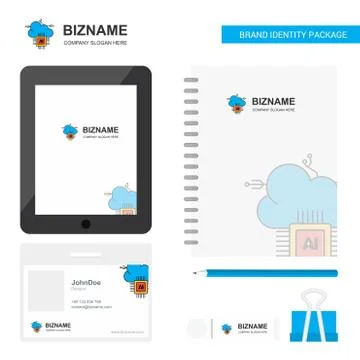 Artificial intelligence on cloud Business Logo, Tab App, Diary PVC Employee C Illustrazione stock