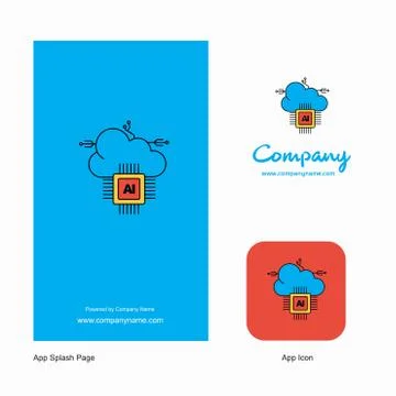 Artificial intelligence on cloud Company Logo App Icon and Splash Page Design Stock Illustration