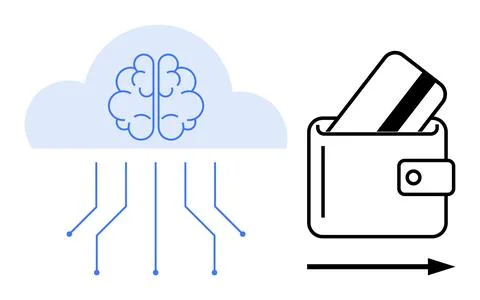 Artificial intelligence, cloud computing, fintech, digital payments, e-commer 스톡 일러스트