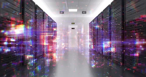 Artificial intelligence cloud computing technology in a server room. Stock Footage 337176239