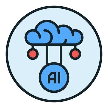 Artificial Intelligence Cloud Data vector AI round colored icon or symbol Stockillustratie