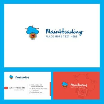 Artificial intelligence on cloud Logo design with Tagline &amp; Front and Back Bu Stock Illustration