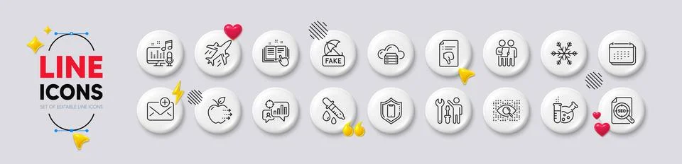 Artificial intelligence, Cloud server and Seo file line icons. For web app 스톡 일러스트