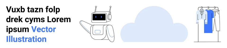Artificial intelligence, cloud storage, robotics, e-commerce, digital tools,  Illustrazione stock