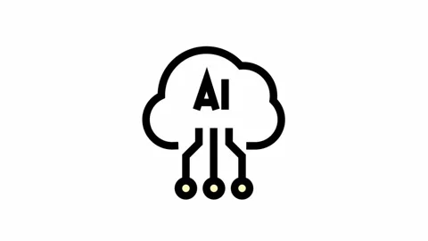 Artificial intelligence cloud symbol - artificial intelligence icon animation Stock Footage 335284576
