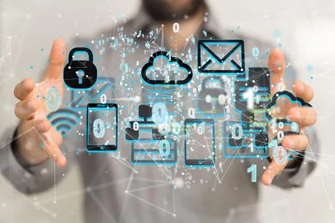 Artificial Intelligence, cloud technology and Integrated digital web concept 스톡 사진