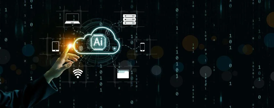 Artificial intelligence cloud technology concept showing digital data proce.. 스톡 사진