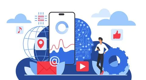 Artificial Intelligence Cloud Technology Digital Concept Stock Illustration