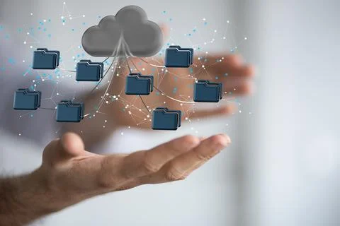 Artificial Intelligence Cloud technology. Integrated digital web concept 스톡 사진