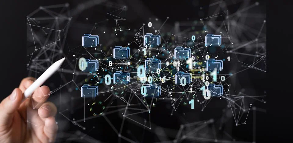 An artificial Intelligence Cloud technology. Integrated digital web concept b 스톡 사진