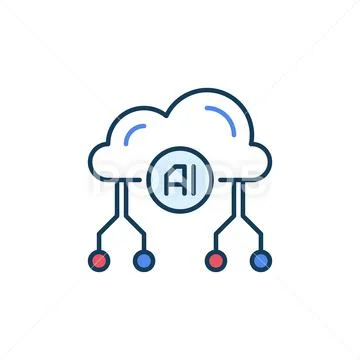 Artificial Intelligence Cloud vector AI concept colored icon Ilustraciones de archivo