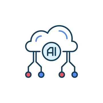 Artificial Intelligence Cloud vector AI concept colored icon Stock Illustration