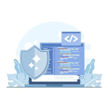 Artificial intelligence coding concept with secure code generation イラスト素材