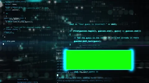 Artificial intelligence coding programming software theme green screen open Stock Footage 297496822