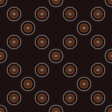 Artificial Intelligence Cog Wheel vector AI linear round seamless pattern Illustrazione stock