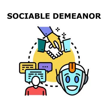 Artificial intelligence collaborating with people, developing social intera.. 스톡 일러스트