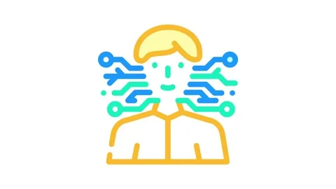 Artificial intelligence color icon animation Video stock 227553207