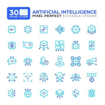Artificial intelligence colorful line ui icons set イラスト素材