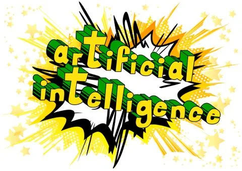 Artificial Intelligence - Comic book style word on abstract background. Stockillustratie